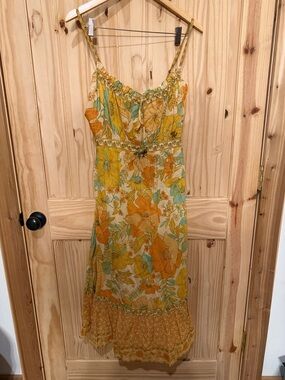 Nine Lives Bazaar Yellow & Orange Floral Midi Dress